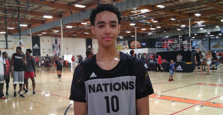 Andrew Nembhard shines at the adidas Nations as he displays elite play making skills and a calm presence. 