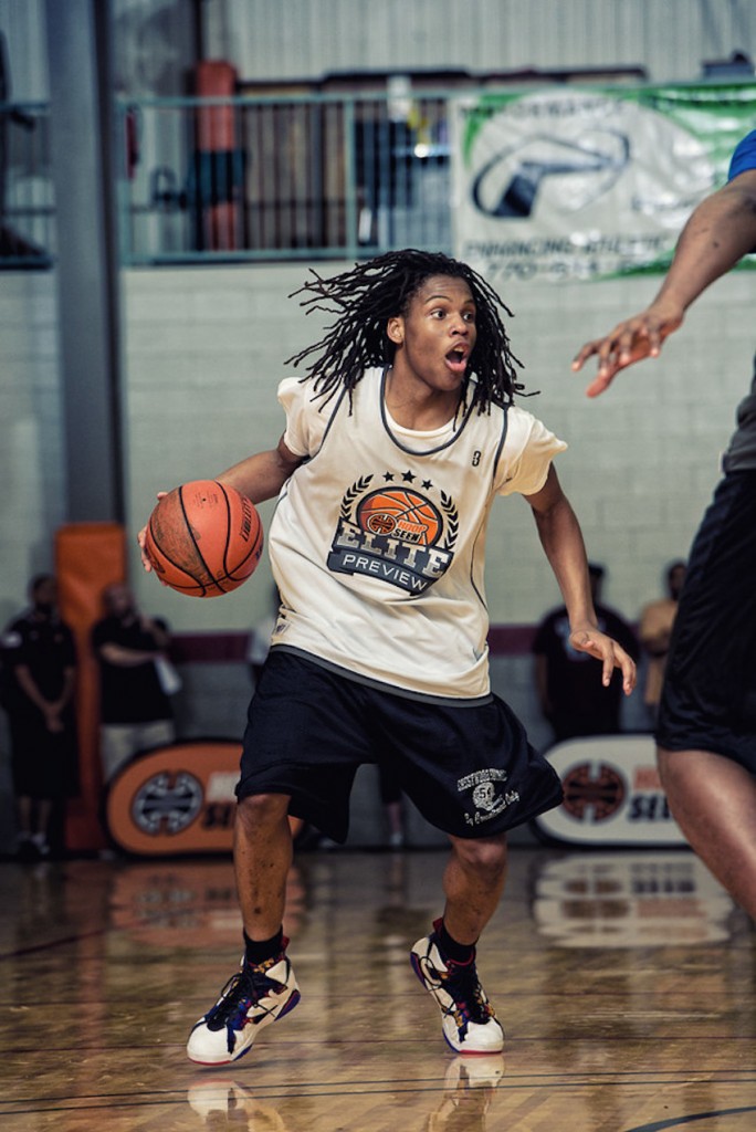 Christian Brown with ball at Elite Preview