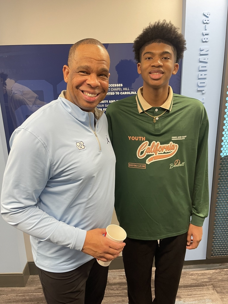 UNC Basketball Coaches Visit Jackson Keith at Nike EYBL Event